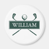 Smaragdgroene gepersonaliseerde naamgolfbalclubs magneet (Voorkant)