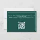 Smaragdgroene geruite oude geld QR-code bruiloft RSVP Kaartje (Achterkant)