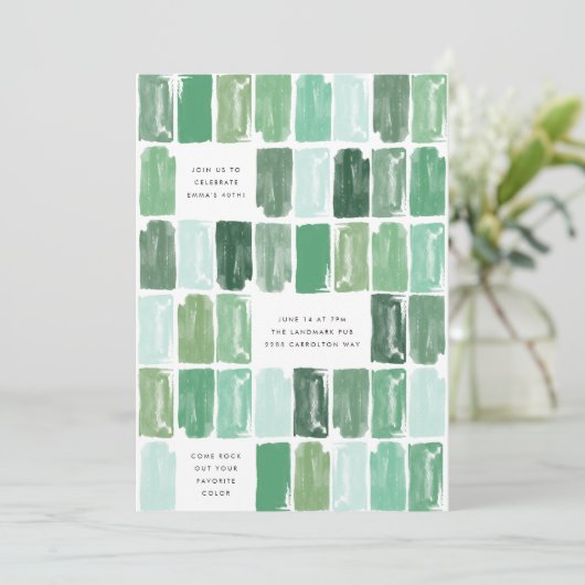 Smaragdgroene Geschilderde Juweel Verjaardagsfeest Kaart (Staand voorkant)