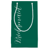 Smaragdgroene gestileerde script bruidsmeisje voor klein cadeauzakje (Voorkant)