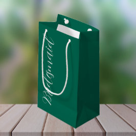 Smaragdgroene gestileerde script bruidsmeisje voor klein cadeauzakje