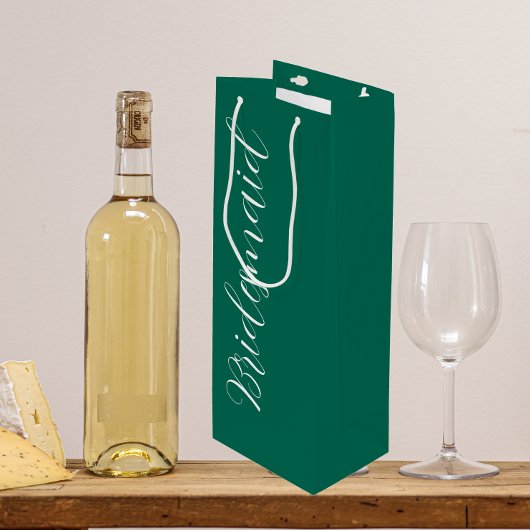 Smaragdgroene gestileerde script bruidsmeisje voor wijn cadeautas