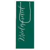 Smaragdgroene gestileerde script bruidsmeisje voor wijn cadeautas (Voorkant)
