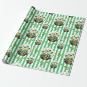 Smaragdgroene gestreepte malse klaver St. Patrick- Cadeaupapier (Uitgerold)
