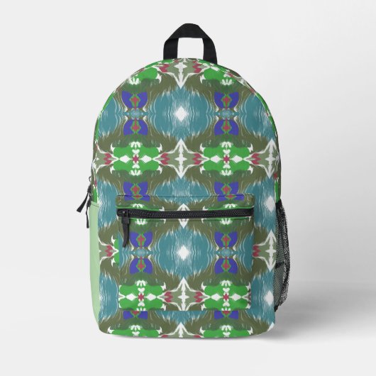 Smaragdgroene Getijde Kaleidoscoop Bedrukte Rugzak (Voorkant)