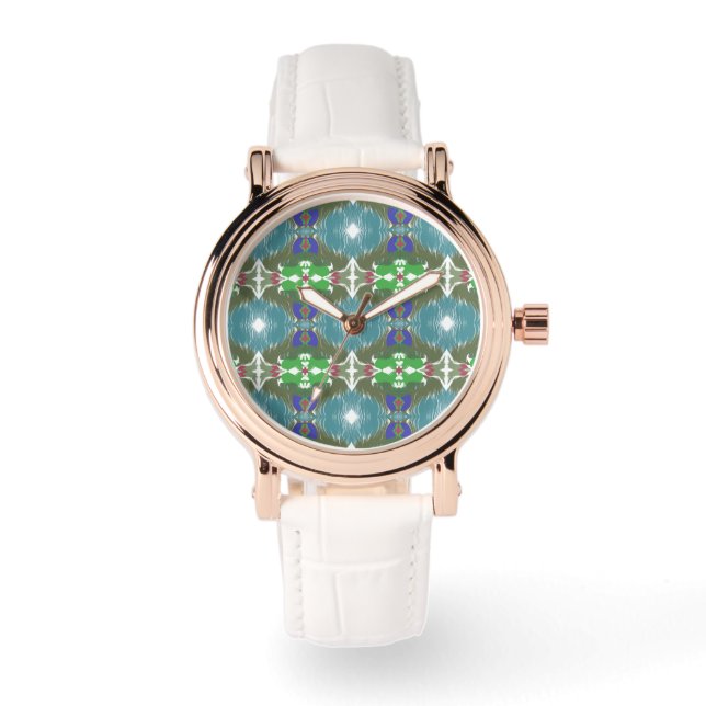 Smaragdgroene Getijde Kaleidoscoop Horloge (Voorkant)