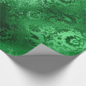 Smaragdgroene Glam Damast Patroon Cadeaupapier (Hoek)