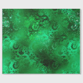 Smaragdgroene Glam Damast Patroon Cadeaupapier (Vlak)