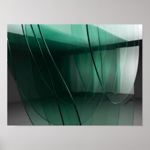 Smaragdgroene glazen linten abstracte wandkunst poster