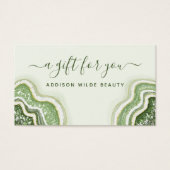 Smaragdgroene Glitter Agate Geode Luxe Cadeaubon Visitekaartje (Voorkant)