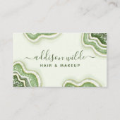 Smaragdgroene Glitter Agate Geode Luxe Chic Visitekaartje (Voorkant)