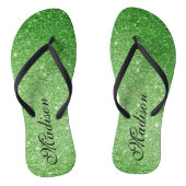 Smaragdgroene Glitter Glamour & Glans Persoonlijk Teenslippers (Voetbed)