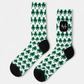 Smaragdgroene Glitter Klaver Monogram Sokken (Links)