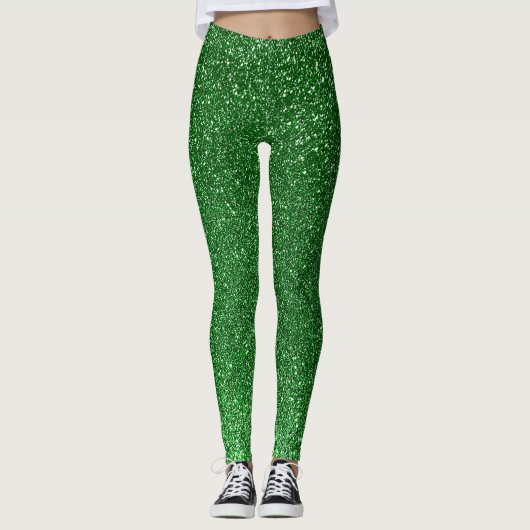 Smaragdgroene glitter St Patricks Day Sparkle Yoga Leggings (Voorkant)