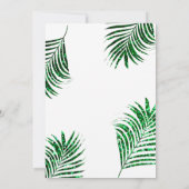 Smaragdgroene glitter tropische palmblad bruiloft kaart (Achterkant)