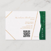 Smaragdgroene Glitter Website QR Code Zakelijk Visitekaartje (Achterkant)