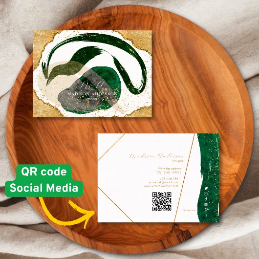 Smaragdgroene Glitter Website QR Code Zakelijk Visitekaartje