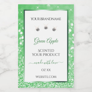 Smaragdgroene Glitter Witte Productlabels Juweeltj Voedselcontainer Etiket