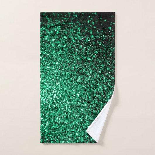Smaragdgroene glitters glanzen handdoek (Handdoek)