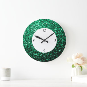 Smaragdgroene glitters glanzen met cijfers grote klok