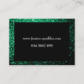 Smaragdgroene glitters glinsterend frame Zwart Visitekaartje (Achterkant)