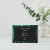 Smaragdgroene glitters glinsterend frame Zwart Visitekaartje (Staand voorkant)