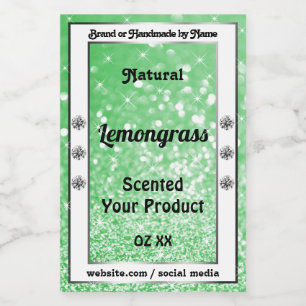 Smaragdgroene glitters met diamanten productlabels voedselcontainer etiket