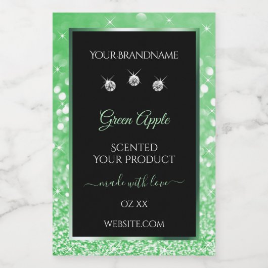 Smaragdgroene glitters Zwarenetiket Diamanten Voedselcontainer Etiket (Enkel label)
