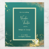 Smaragdgroene goud juweel tinten bruiloft wijn etiket (Enkel label)