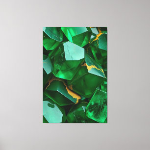 Smaragdgroene Goud Kintsugi Abstracte Kunst Canvas Afdruk