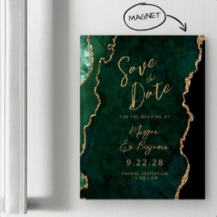 Smaragdgroene goudagaat magnetische Save the Date