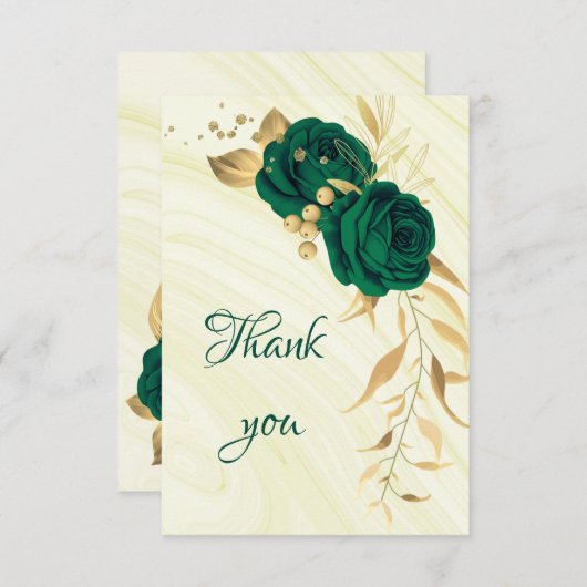 smaragdgroene goudbloem bedankkaart (Voorkant / Achterkant)