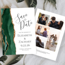 Smaragdgroene gouden agaat 5-foto save the date