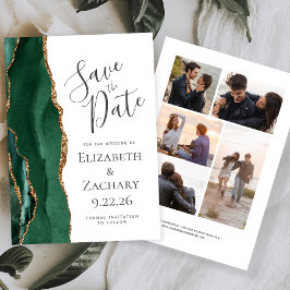 Smaragdgroene gouden agaat 5-foto save the date