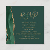 Smaragdgroene gouden agaat bruiloft QR-code RSVP Informatiekaartje (Voorkant)