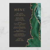 Smaragdgroene gouden agaat donkere trouwmenu menu (Voorkant)