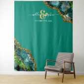 Smaragdgroene & Gouden Agaat Geode Trouwachtergron Wandkleed (In situ)