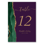 Smaragdgroene gouden agaat Paarse bruiloft Kaart (Voorkant)
