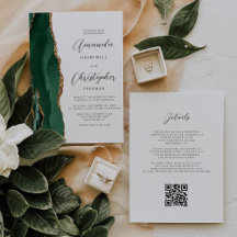 Smaragdgroene gouden agaat QR-code bruiloft