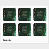 Smaragdgroene Gouden Agaat Script Bruiloft Vierkante Sticker (Vel)
