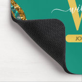 Smaragdgroene & Gouden Agate Geode Glitter Monogra Muismat (Hoek)