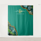 Smaragdgroene & Gouden Agate Geode Trouw Achtergro Wandkleed (Voorkant)