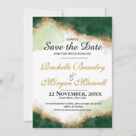 Smaragdgroene & Gouden Agate Trouw Save the Date