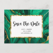 Smaragdgroene & Gouden Agaten Huwelijksaankondigin Aankondigingskaart (Voorkant)