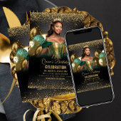 Smaragdgroene gouden ballonnen Verjaardag uitnodig Kaart