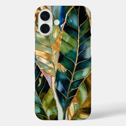 Smaragdgroene gouden blad esthetische telefoonhoes Case-Mate iPhone case (Achterkant)