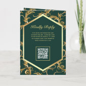 Smaragdgroene Gouden Bloei Foto QR Code Huwelijk (Achterkant)