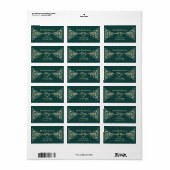 Smaragdgroene Gouden Bloem Retouradres Etiket (Full Sheet)
