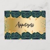 Smaragdgroene gouden bloemen Party food tafel kaar Save The Date (Voorkant)