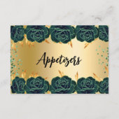 Smaragdgroene gouden bloemen Party food tafel kaar Save The Date (Achterkant)